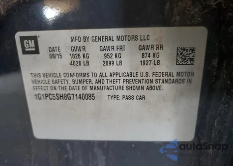 2016 Chevrolet Cruze Limited Ls z USA, uszkodzony, nr VIN 1G1PC5SH8G7140085